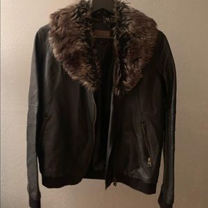 River Island Faux leather faux fur coat